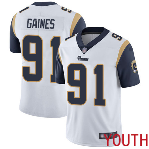 Los Angeles Rams Limited White Youth Greg Gaines Road Jersey NFL Football #91 Vapor Untouchable->youth nfl jersey->Youth Jersey
